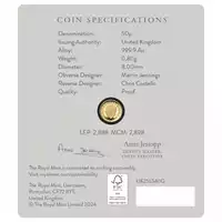 Lunar: Rok Węża 1/40 uncji 2025 Proof UK - złota moneta